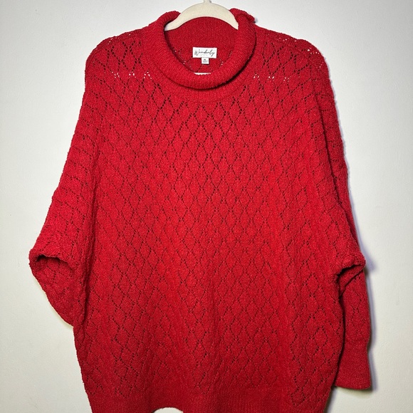 Wonderly Sweaters - Wonderly Woman’s Classic Pointelle Cowl Neck Sweater Size XL Minimalist Casual